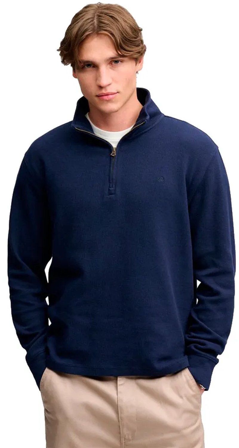 Superdry Garment Dye Rib Sweatshirt Met Halve Rits M Man Marineblauw