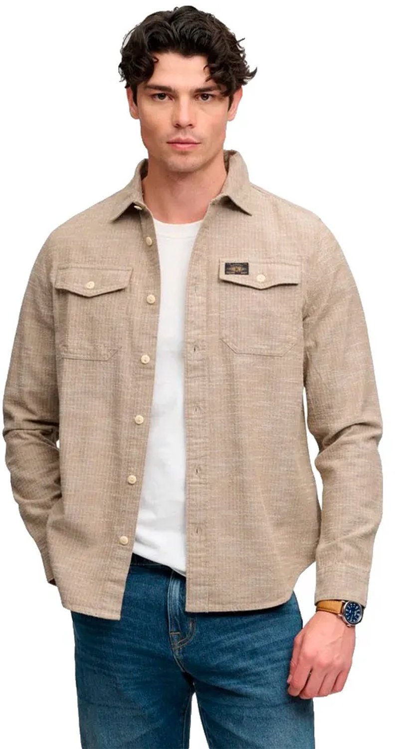 Superdry - Herringbone Workwear Shirt Relaxed Pasvorm - Heren - Lange mouwen shirts