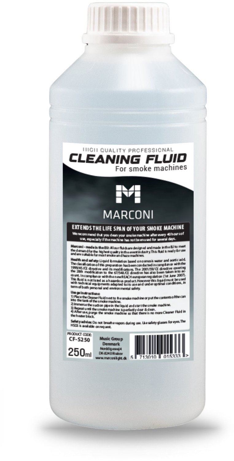 Marconi CF-S250 - Reinigingsvloeistof Voor Rookmachine - Schoonmaakmiddel - 250 ml - Voor Watergebaseerde Rookvloeistof - Onderhoud En Langere Levensduur