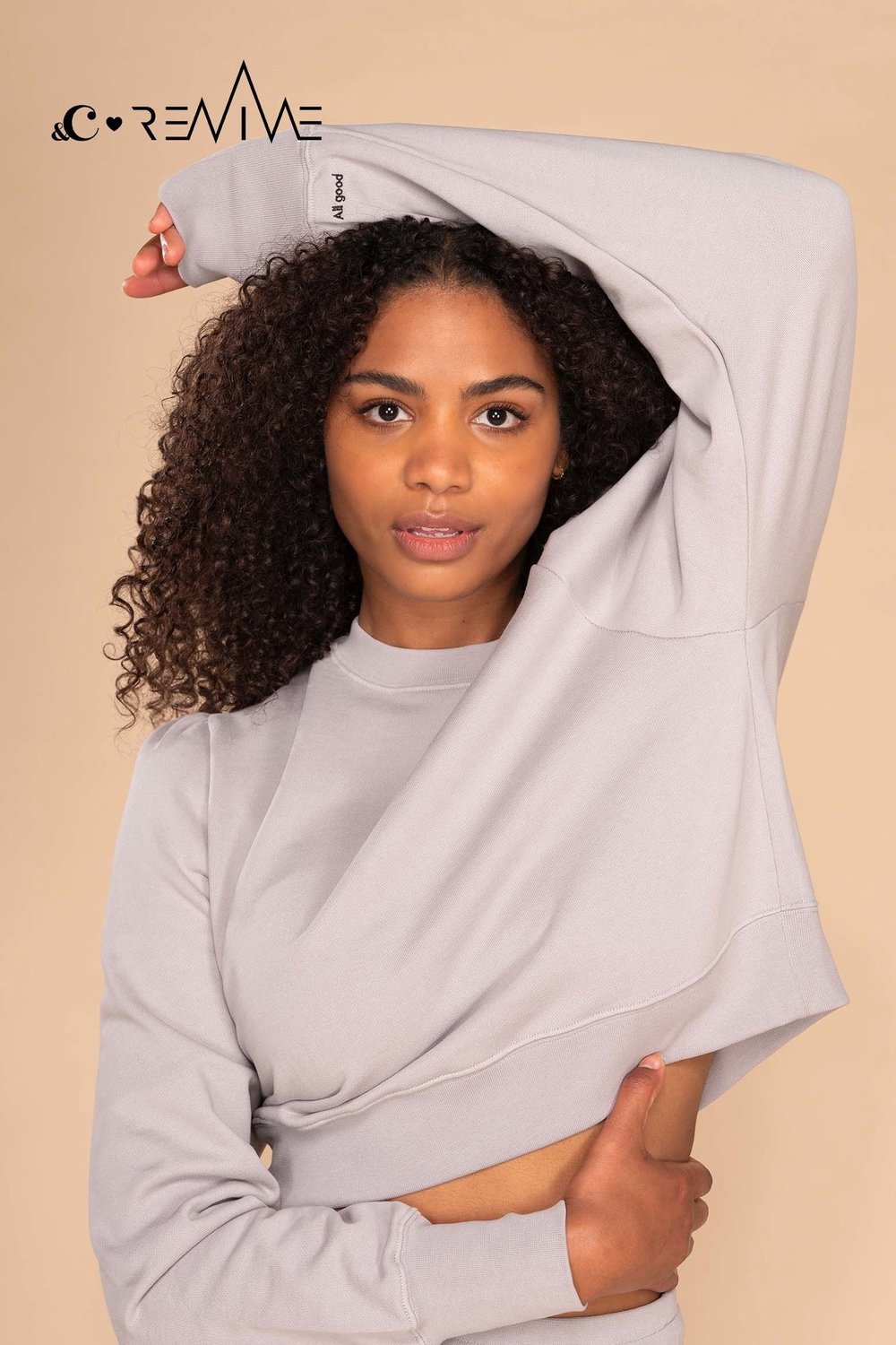REVIVE x &C - Sweater Dames - Biologisch Katoen - Light Grey - Maat L