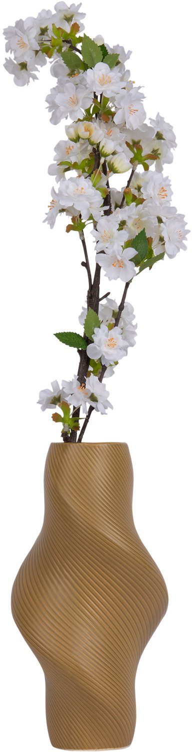 Present Time Vaas Paris Twisted - Donker kaki - 14x14x28.5cm - Keramiek - Scandinavisch - Bloemenvaas - Woondecoratie - Decoratieve vaas voor woonkamer of slaapkamer Bruin