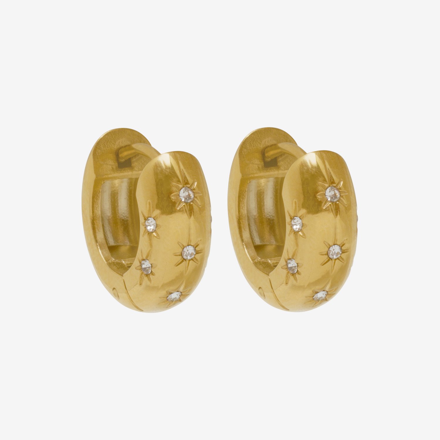 Essenza Stars Hoop Earrings Gold