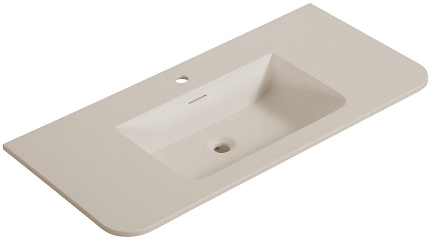 Wiesbaden Laro Wastafel met 1 Kraangat Ronde Hoeken 100 x 48 cm - Solid Surface Beige