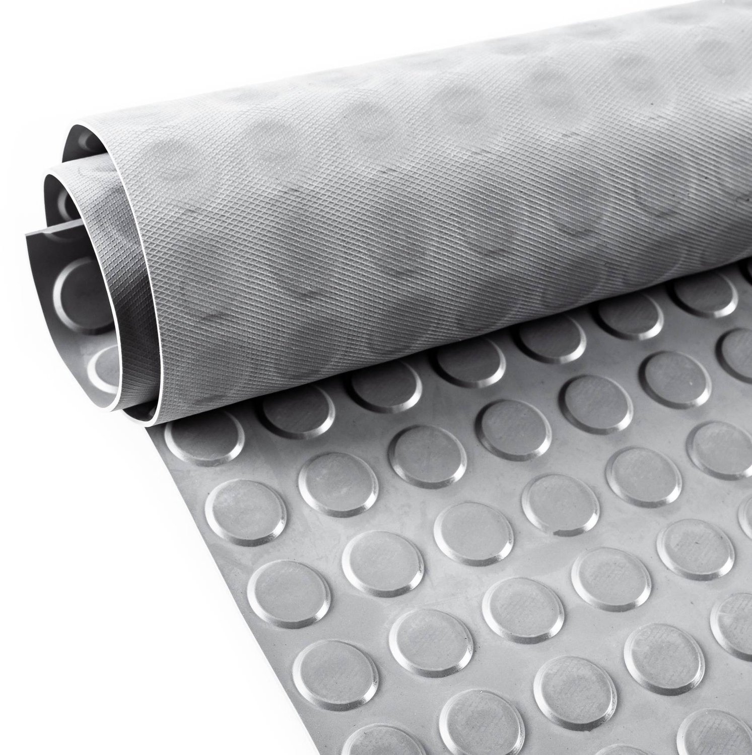 ANRO Rubberen Mat Noppen Grijs 100x500cm – TPE Geurarm 3 mm Antislip Werkplaatsvloer Garagemat