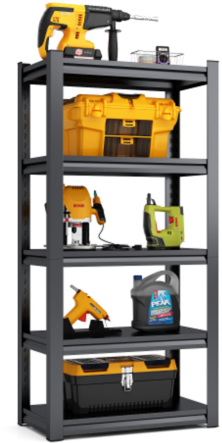 5‑laags zwaar‑metalen stelling, draagvermogen 650 kg, industriële stalen opslagstelling, hoogte‑verstelbaar voor garage, opslagruimte en huishoudelijk gebruik, houtvrij ontwerp, krasbestendig, afmetingen H160 cm × B80 cm × D40 cm