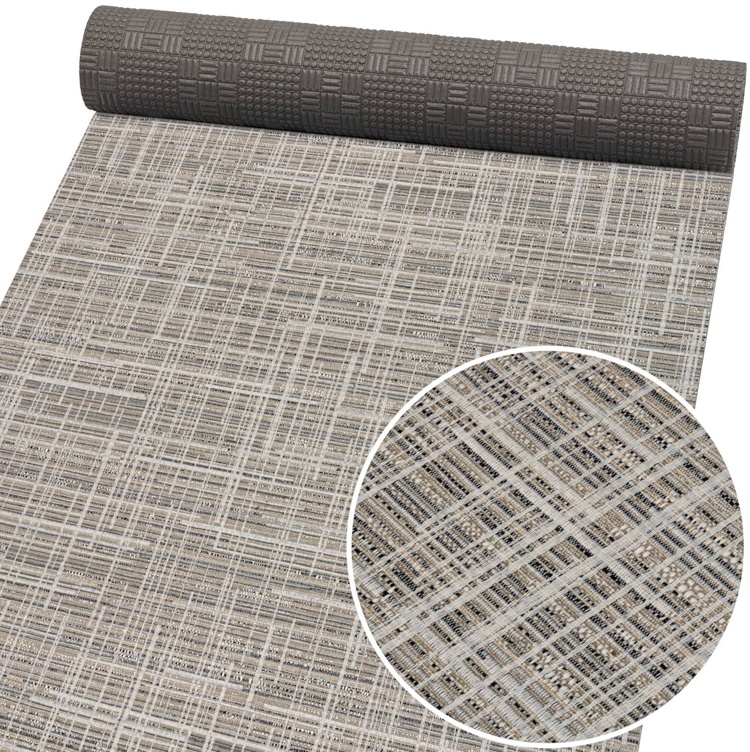 ANRO Keukenloper Luxe Linnenlook Grijs 120x52cm – Antislip Gangloper Tapijtloper 3 mm Laagpolig
