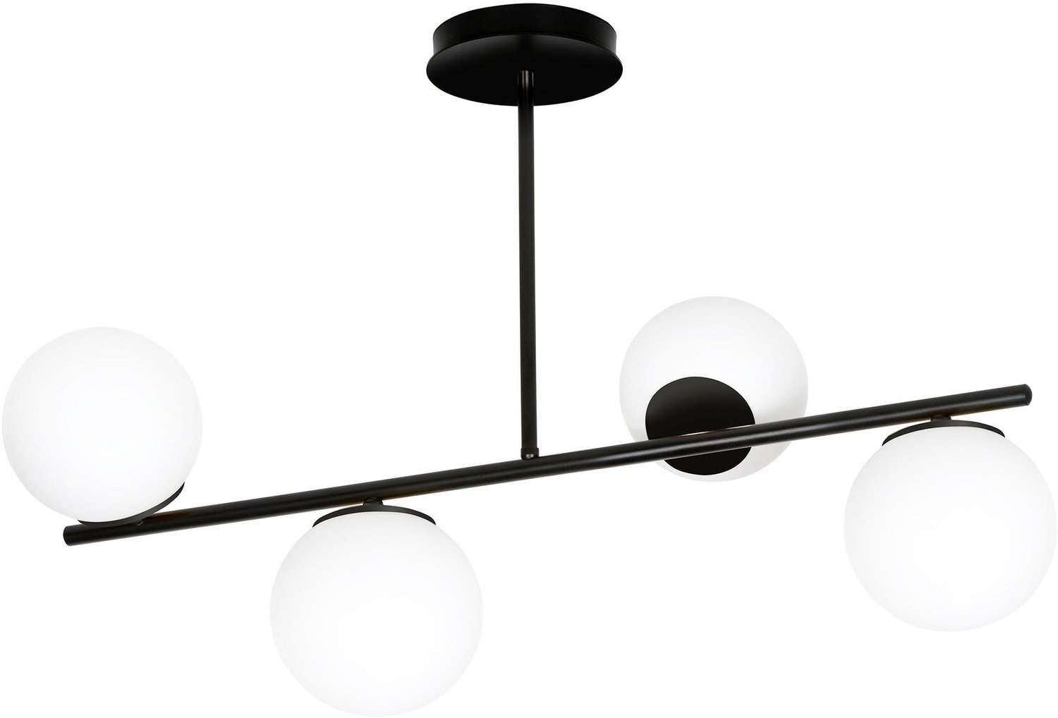 Emibig Odder zwarte 4 lamp hanglamp met melkwitte bollen E14 - Perfecte verlichting voor elke ruimte