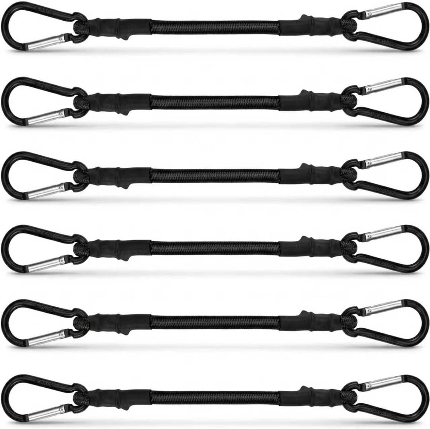 Spanrubber met haken 2 x 40 cm - zwart - set van 6 - multifunctionele rubberen spanbanden voor bagage - ServiceTopper