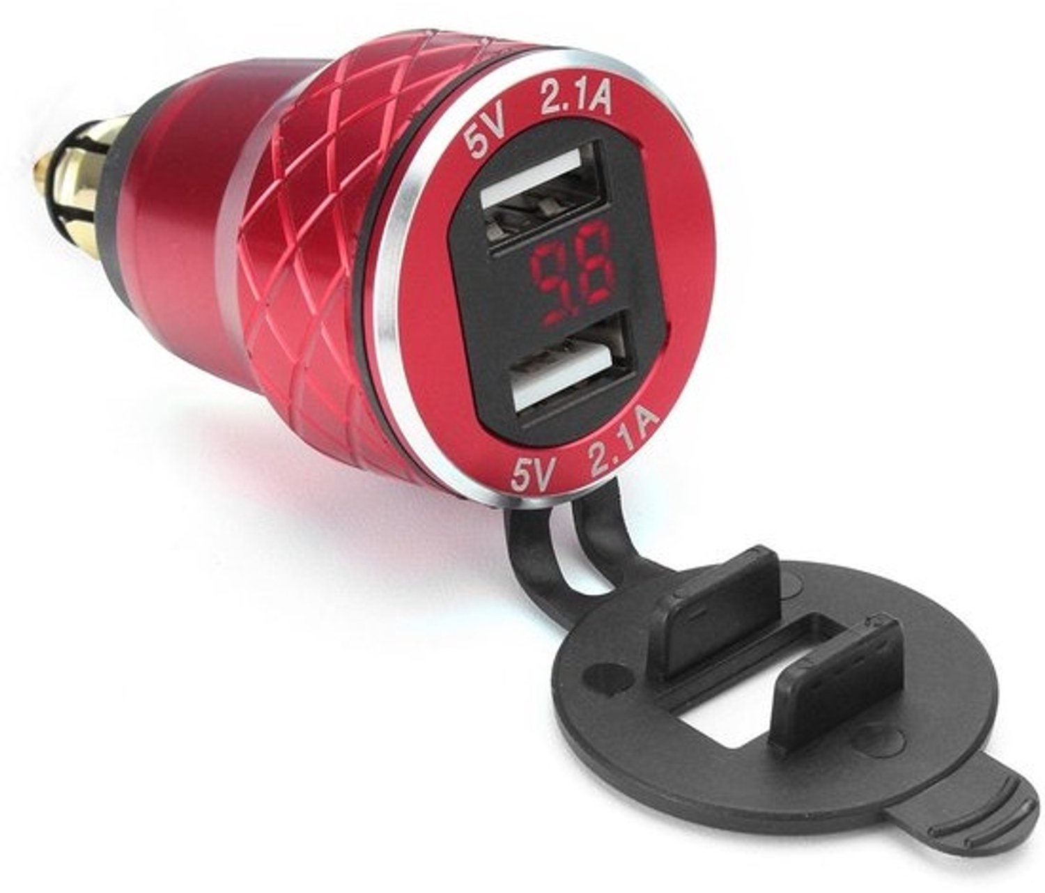 12V-24V voltmeter - Dubbele USB-aansluiting - Waterdicht - Rood - Smartphoneoplader - Voor motoren - stijl