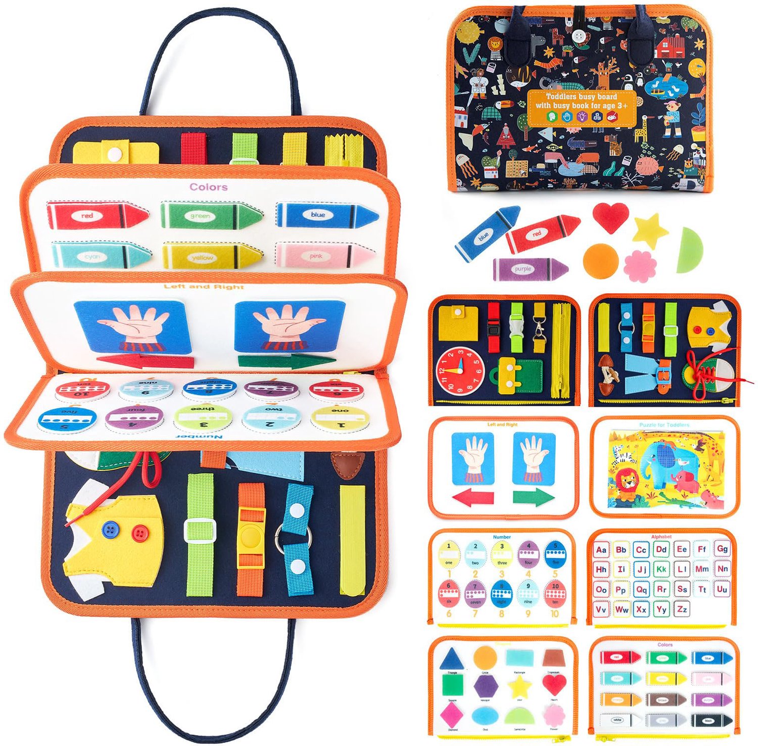 Activiteitenbord - Reispeelgoed voor peuters - Zintuiglijk speelgoed voor peuters - Montessori leerspeelgoed voor peuters - Educatief speelgoed voor jongens en meisjes (cadeau)