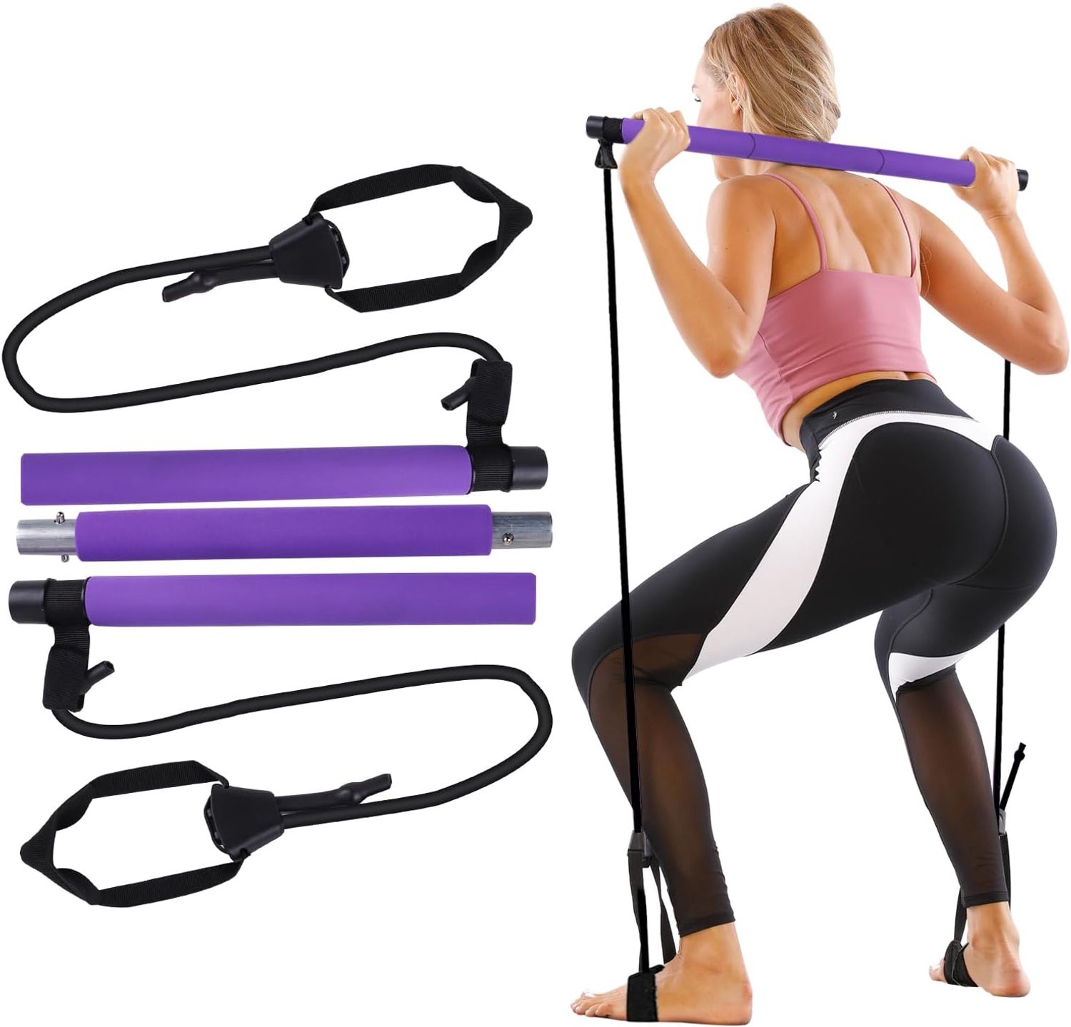 Pilates Stick Kit - verstelbare weerstand - draagbare oefenstang - ideaal voor stretching en training - ShopVlot