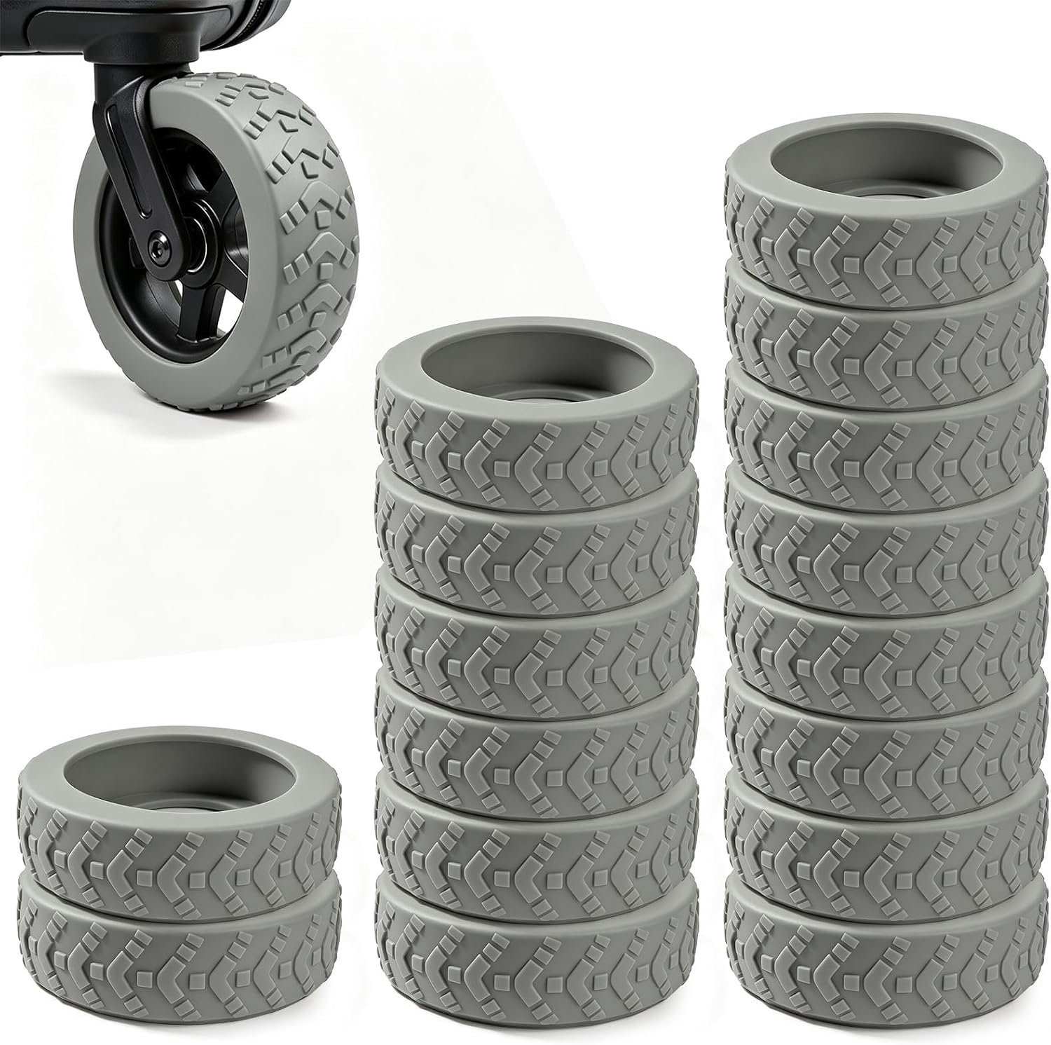 16 stuks kofferwielen, rubberen bescherming, antislip wielbescherming voor kofferwielen, kofferwielbescherming - ShopVlot