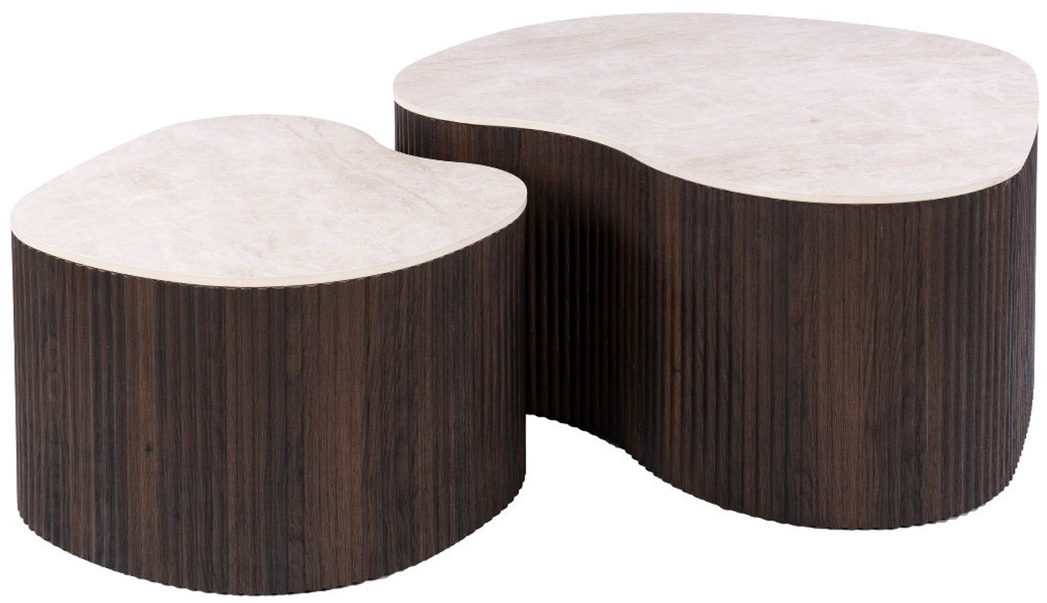 Fraaai Santana salontafel set van 2 - dicht - 3D keramiek Taj Mahal Ecru