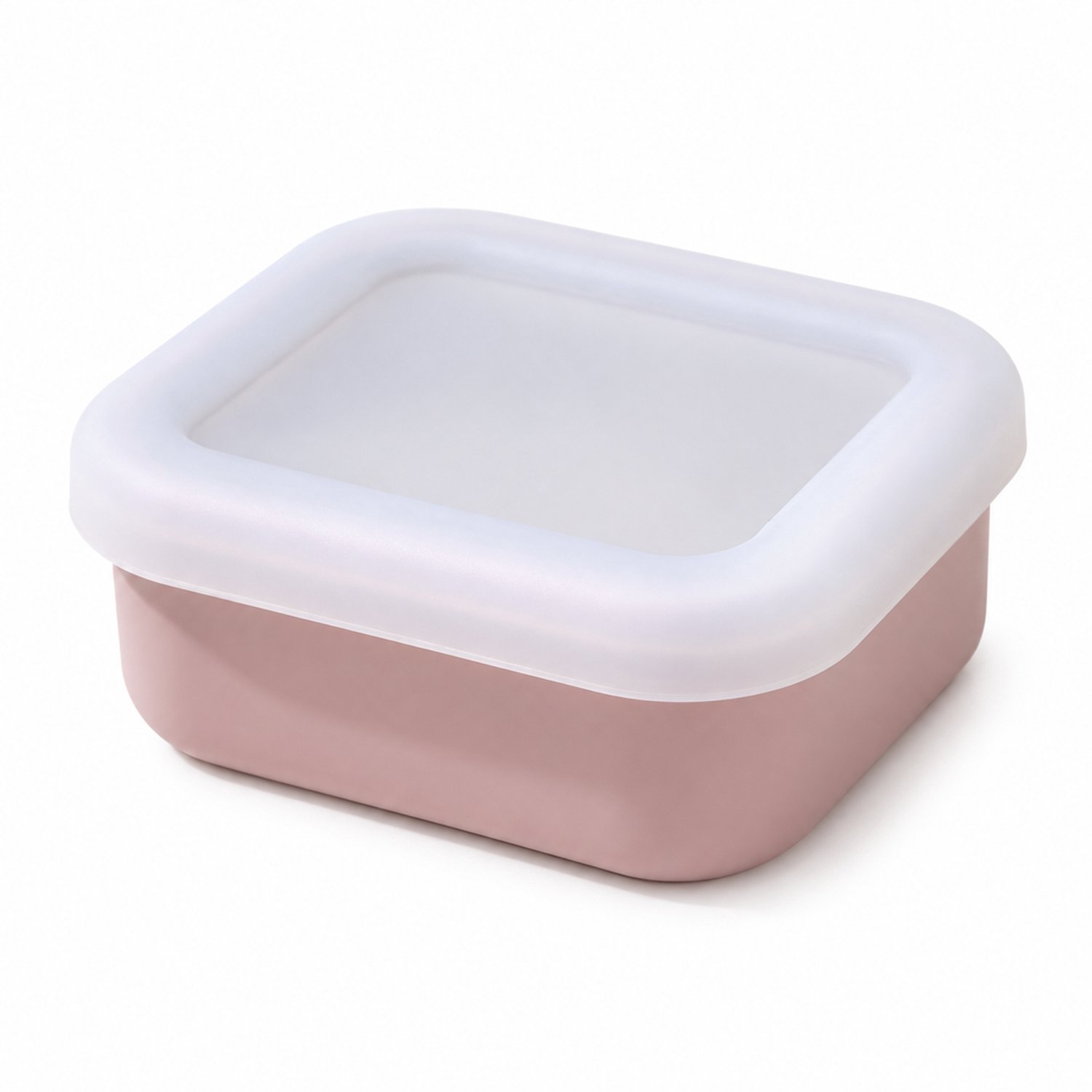 Broodtrommel van 150 ml, rechthoekig bakje met doorschijnend deksel, poederroze