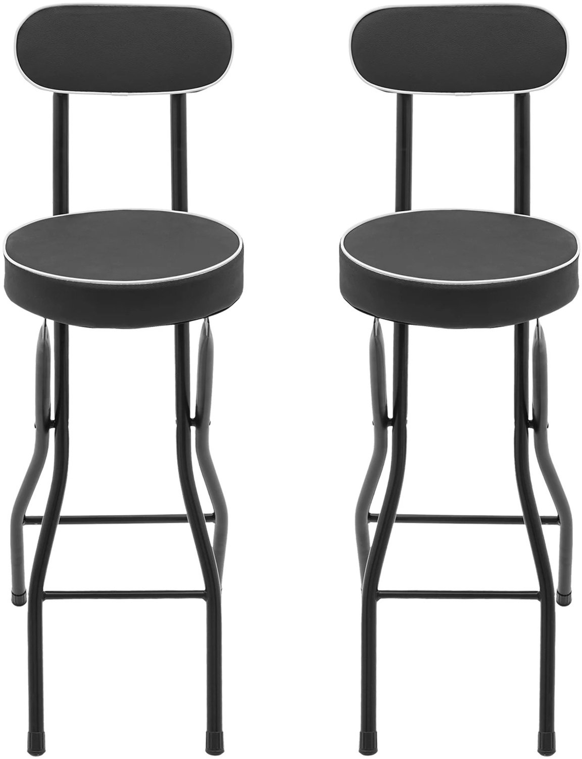 DeltaMerch Barkruk 2x - Barstoel - Kruk - Draagbaar - Inklapbaar - Gevoerde zitting - 125kg draagvermogen - 40x26x88cm - Zwart