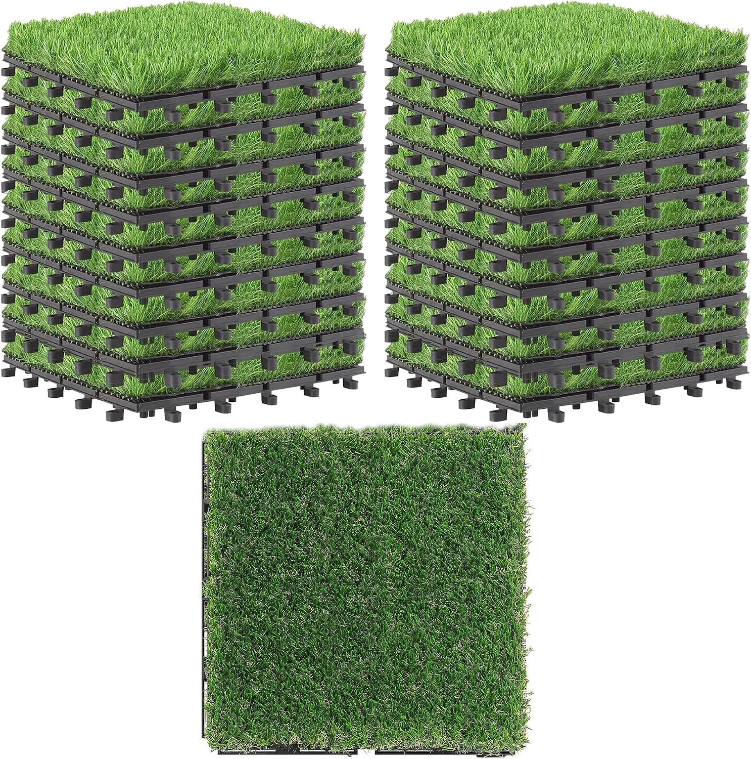 Kunstgras Tegels 18 stuks - Synthetisch Materiaal - Zelfdrainend - Perfect voor Honden en Huisdieren - m-winkel