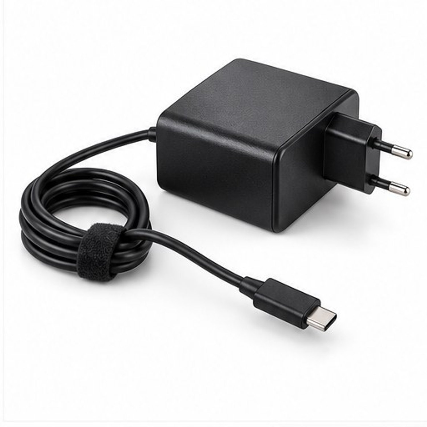Eisenz - Laptoplader 65W / Laptop Adapter - USB-C Power Delivery (PD) - Vaste USB-C Kabel ca. 1,5 m - 10 Verwisselbare DC-Tips - Zwart