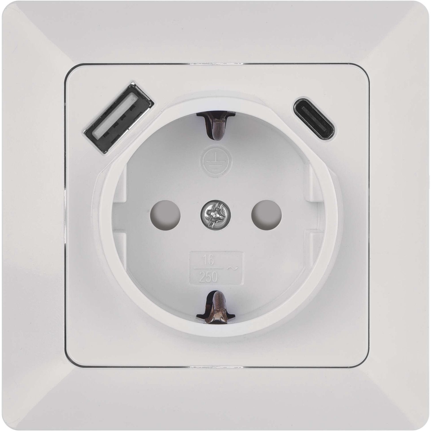 EMOS Stopcontact met USB A + USB C, wit, A6000.5