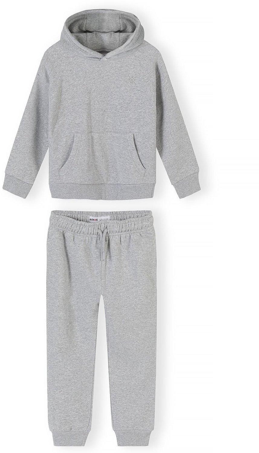 Minoti trainingspak jongens – hoodie met borduursel – smalle broek – lichtgrijs
