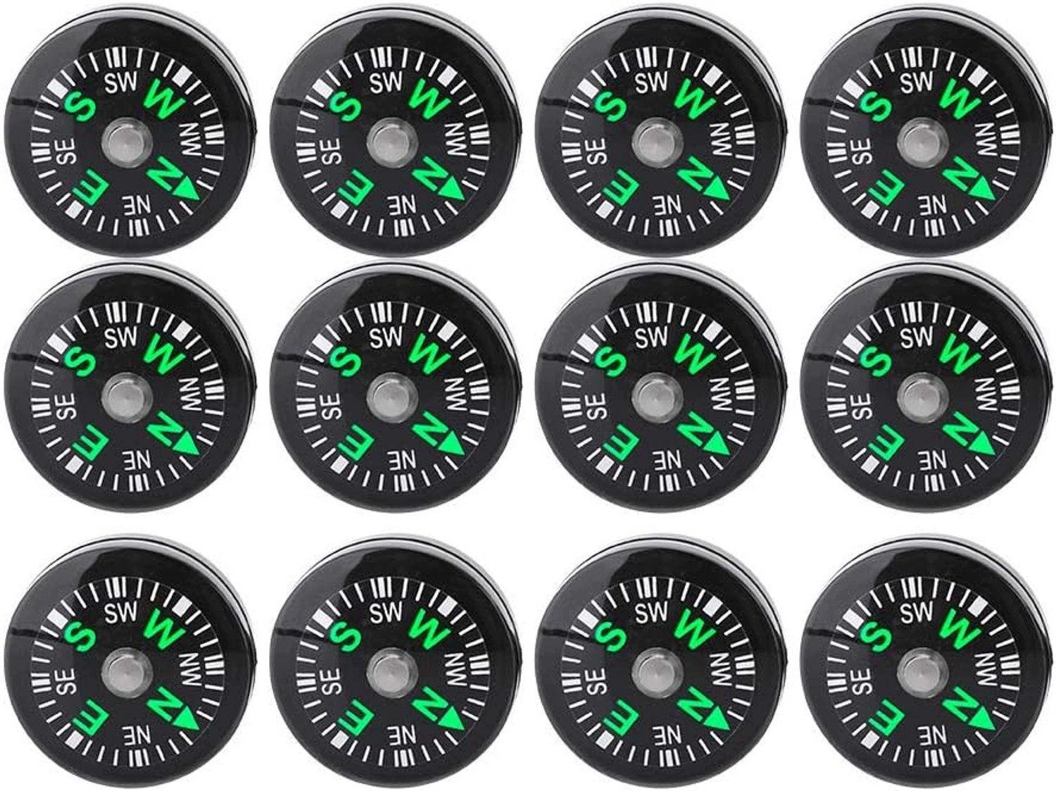 Mini Kompas na Knopen 20mm - Set van 12 Stuks voor Outdoor