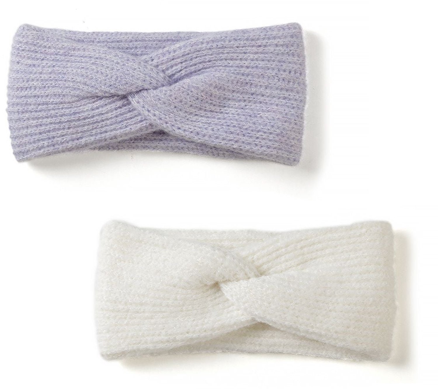Minoti haarband meisje – gebreid met twist – set van 2 – lila en ivoor