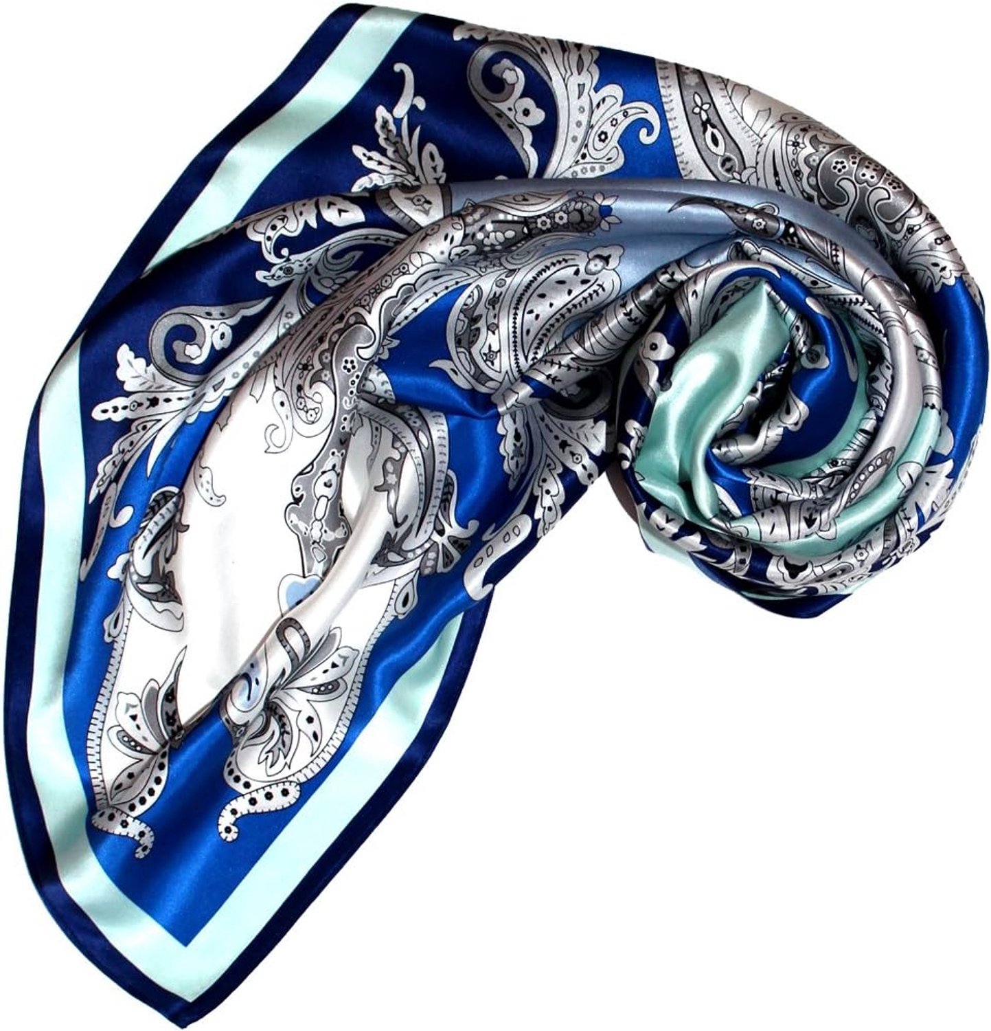 LORENZO CANA Luxe Zijden Sjaal Dames 90x90cm Blauw
