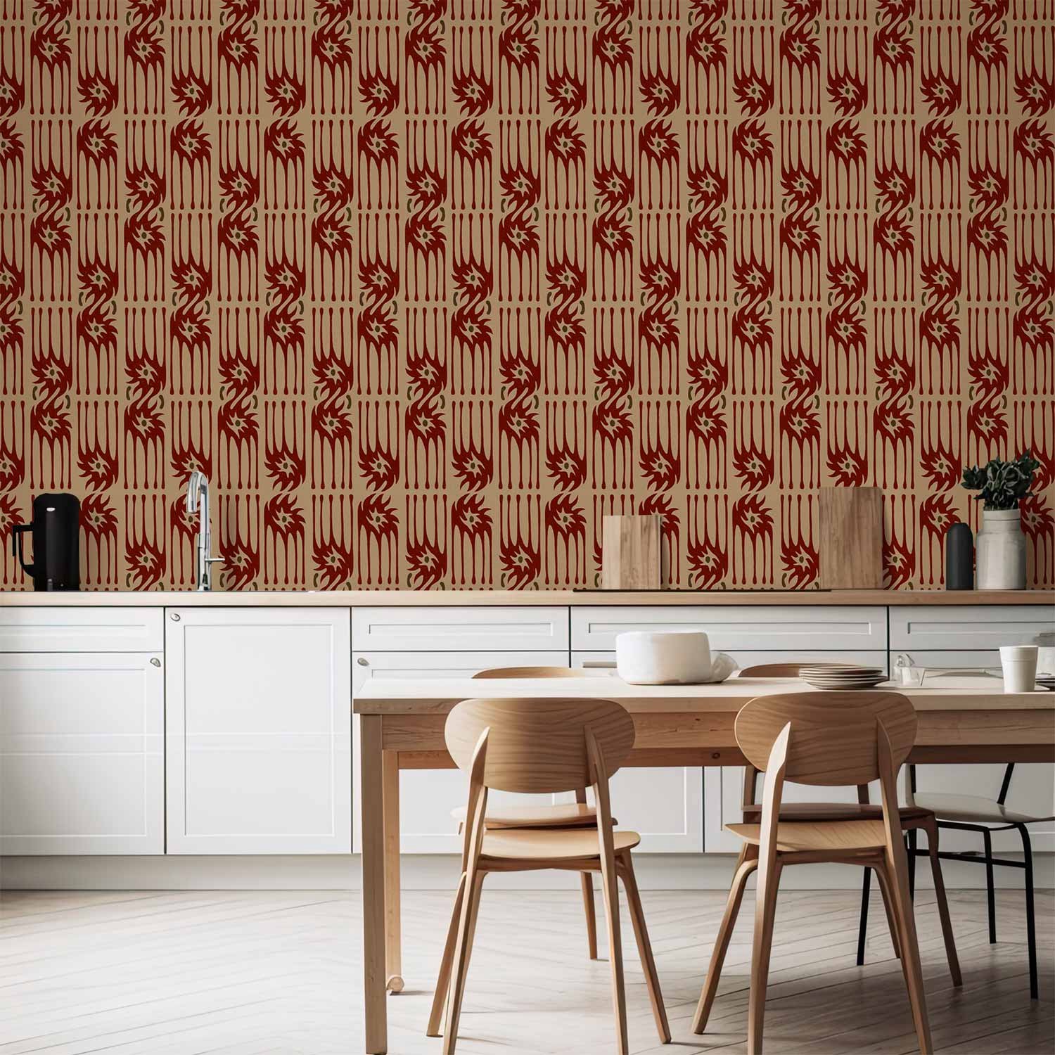 Behang - Red claws – irregular shapes on a paper background