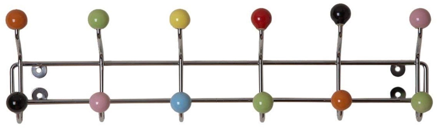 Famanu Wandgemonteerde Kapstok met 12 Haken, Chroom/Multi, 55 x 6 x 12 cm