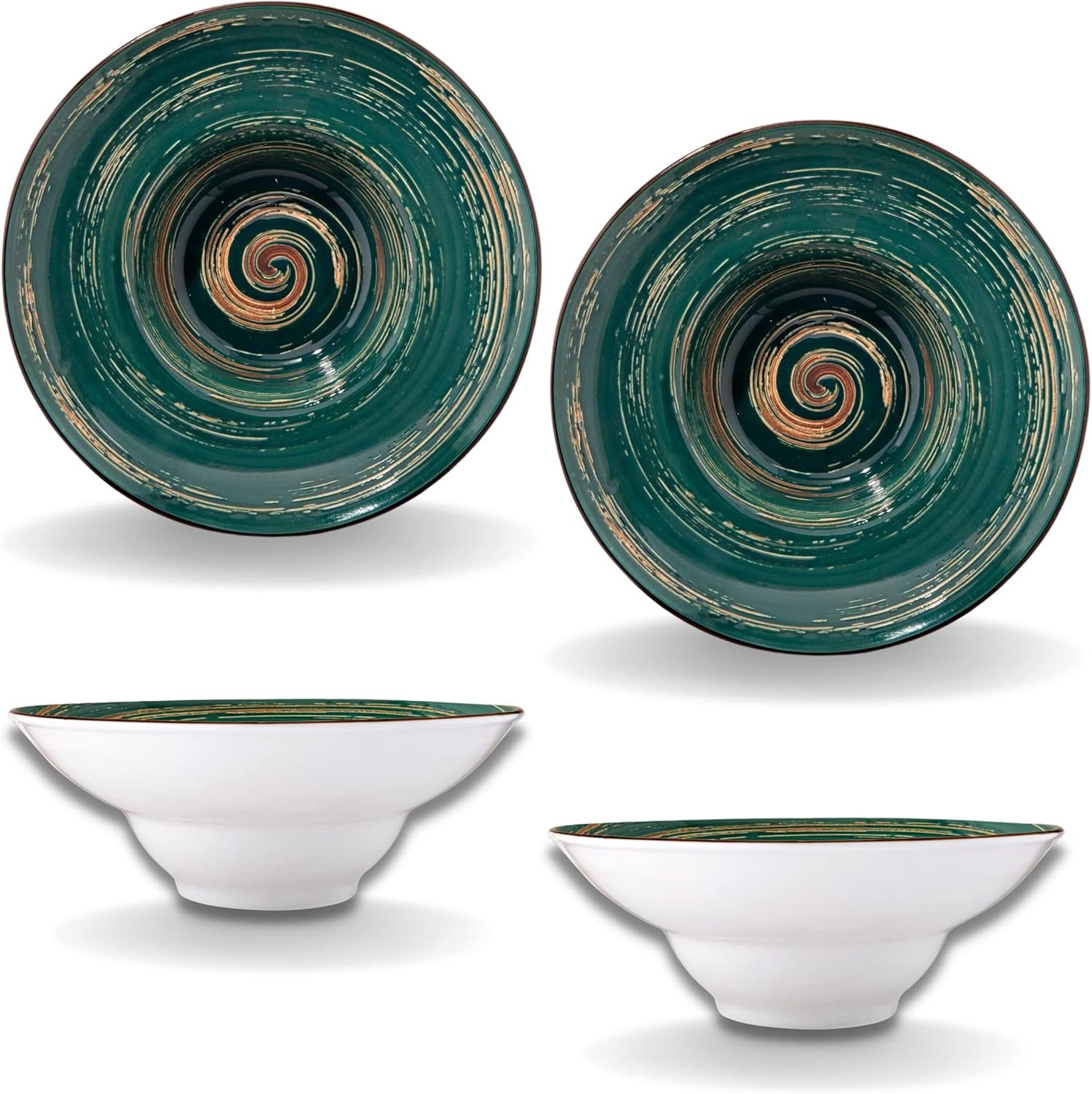 Wilmax England Diep Bord 22,5 cm Groen Porselein - 2 stuks