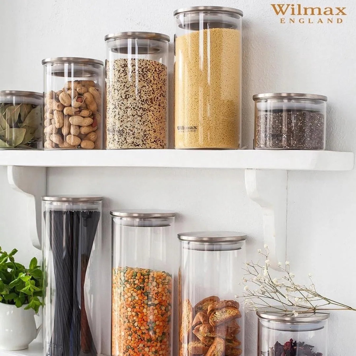Wilmax Voorraadpot 1500 ml met RVS Deksel Transparant WL-888517/A