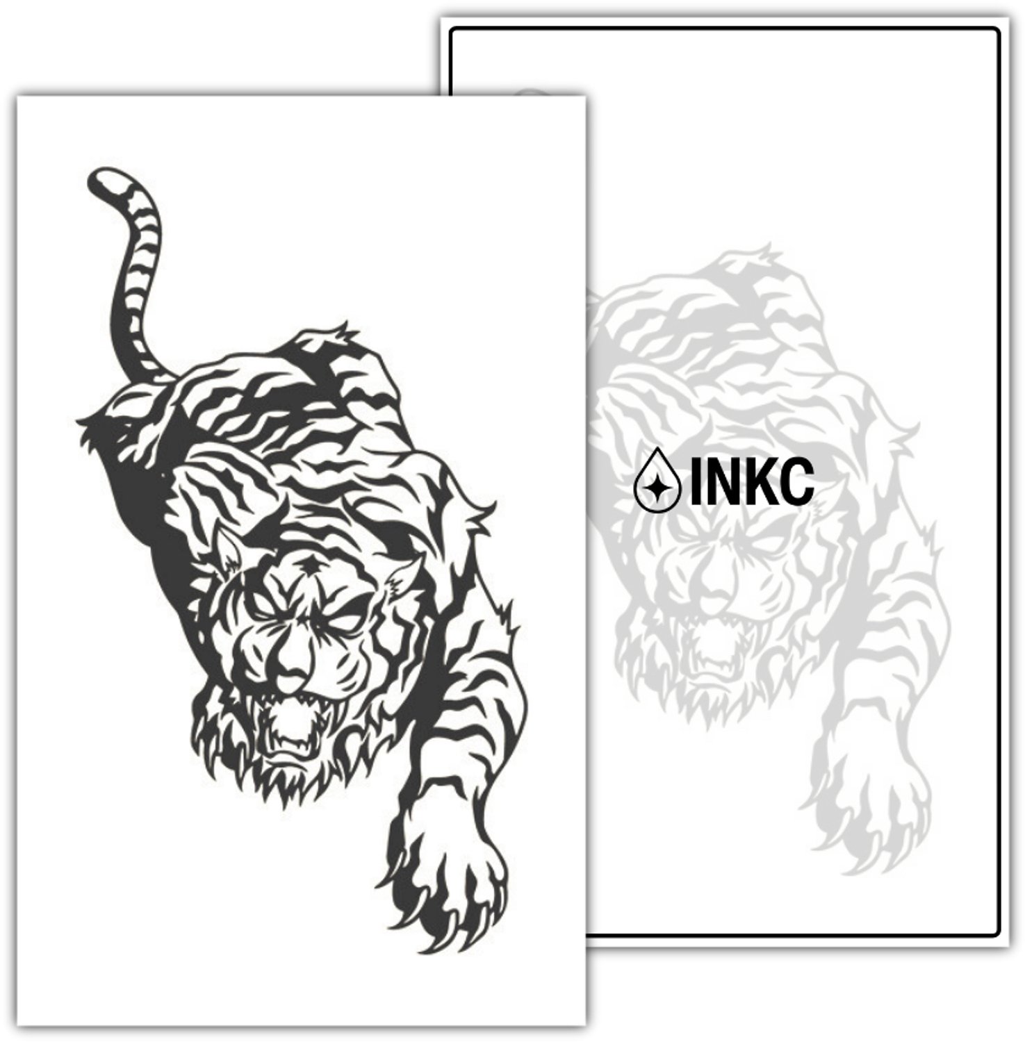 INKC - Tijdelijke Tattoo - Tribal Tijger - Nep Tattoo - Plak Tattoos - Blijft tot 2 weken - 11 x 18cm