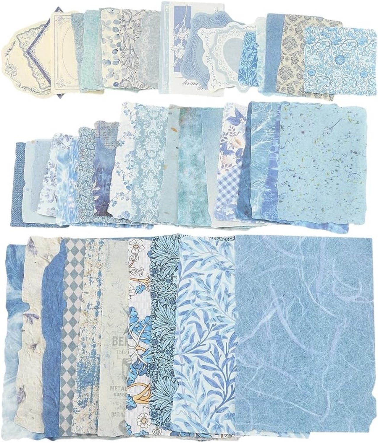 50 Stijlen 100 Vellen Collagepapier voor Scrapbooking en DIY Creaties met Aesthetische Patronen en Blauw Design