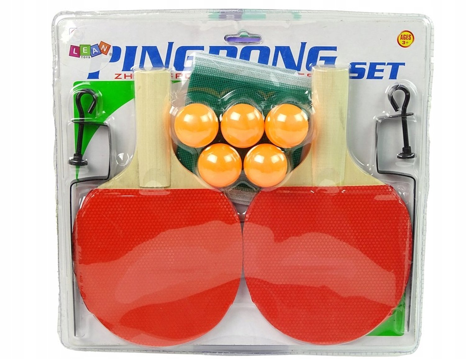 Merkloos Tafeltennis Set: 2 Batjes, 5 Ballen & Net