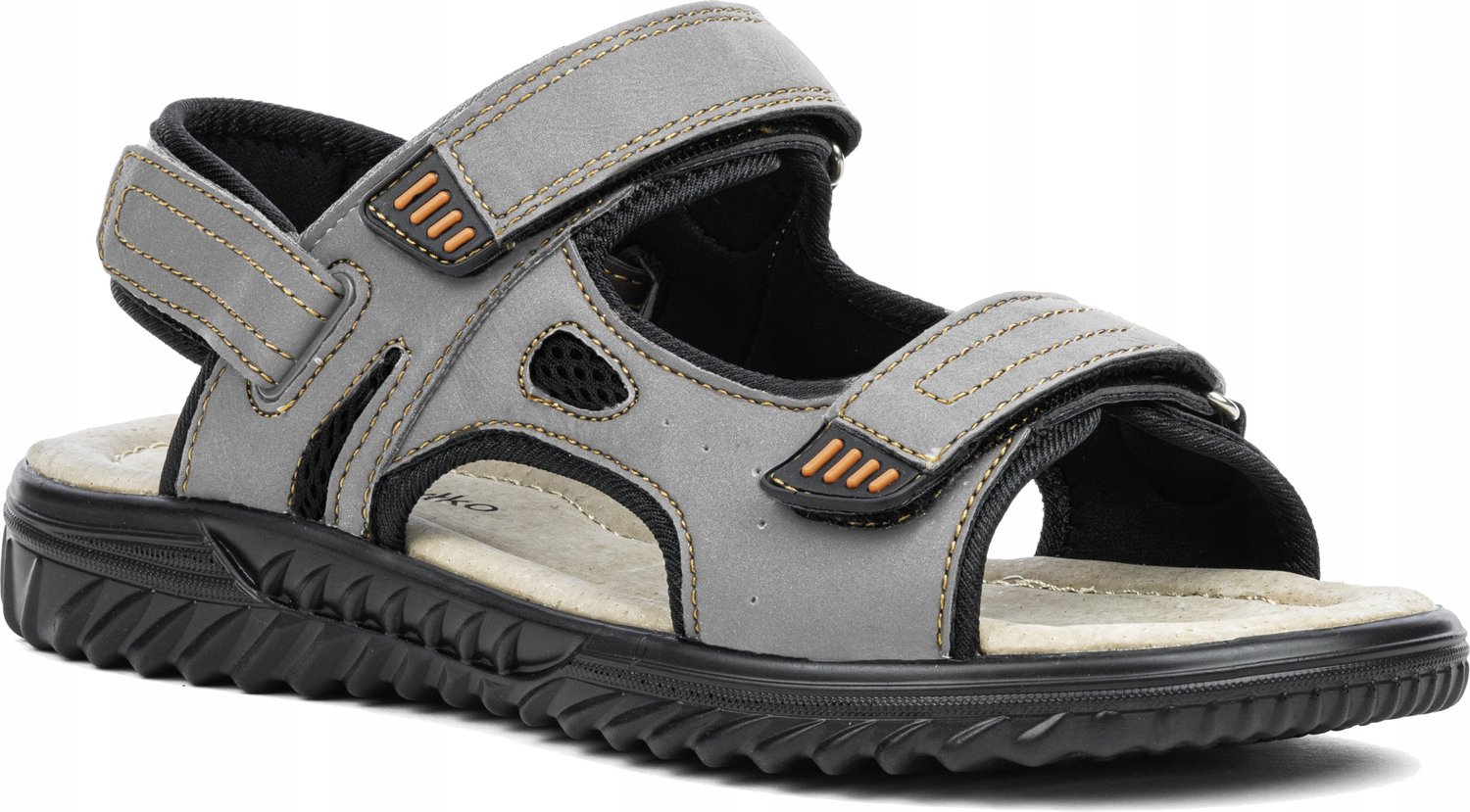 Wojtyłko Heren Sandalen Leer Verstelbare Klittenband Grijs