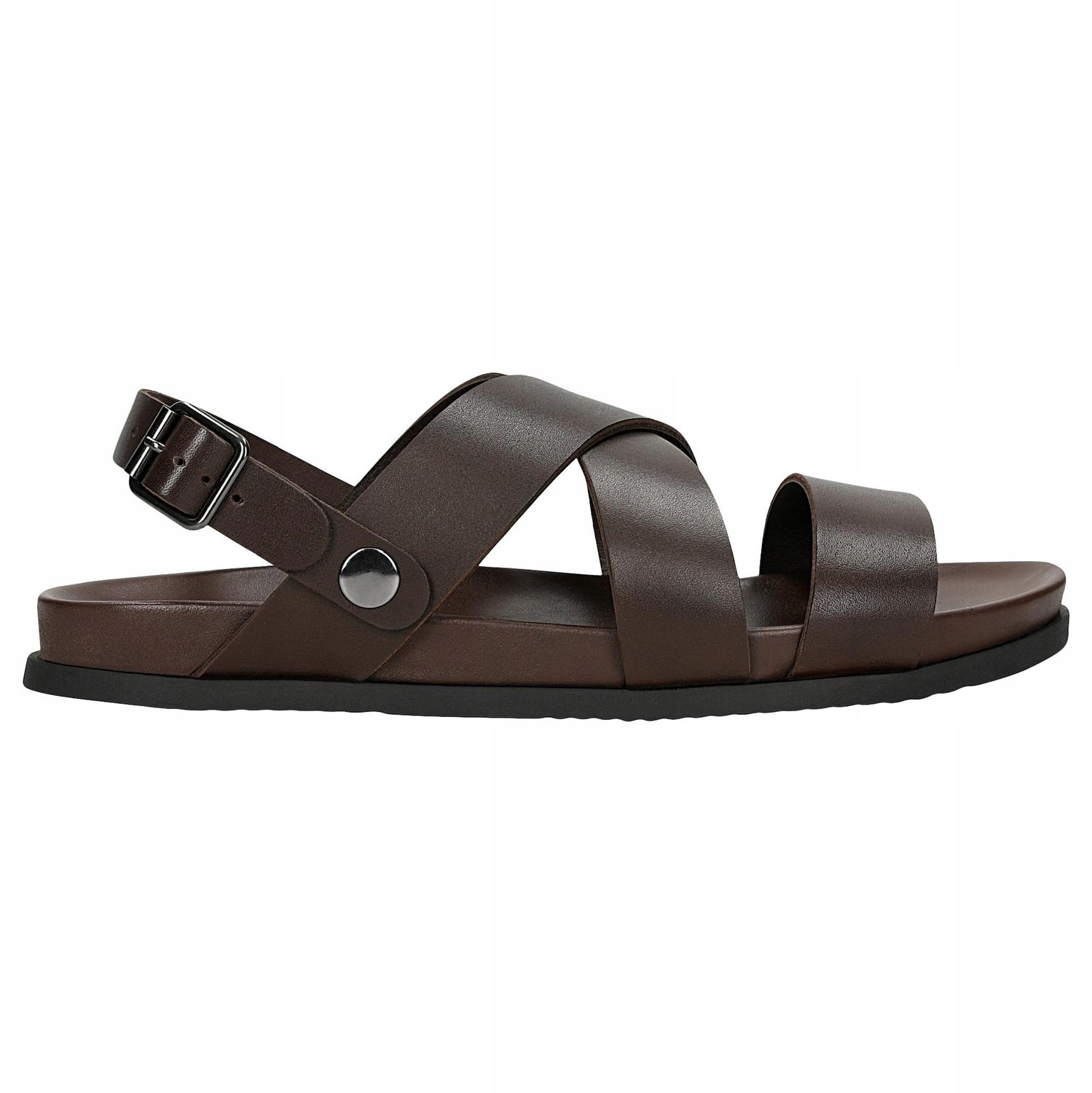 Bruine leren herensandalen met afneembare band