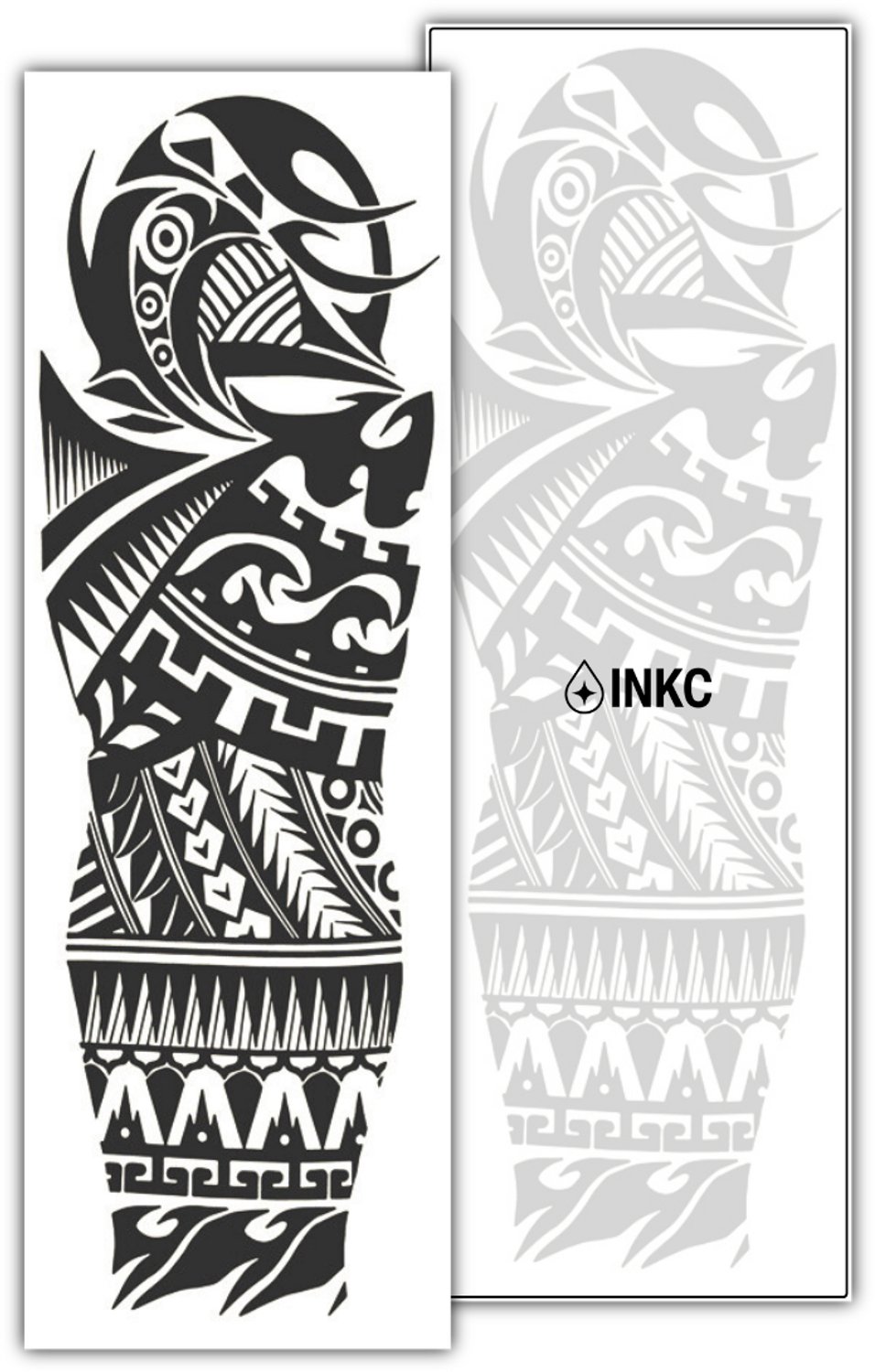 INKC - Tijdelijke Tattoo - Tribal Krijger Sleeve - Nep Tattoo - Plak Tattoos - Blijft tot 2 weken - 16 x 47cm