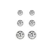 New Bling 929901024 Zilveren Oorbellen - Set van 3 Paar Oorknopjes - 2,5 mm / 3,0 mm / 4 mm - Rond - Zirkonia - Zilver