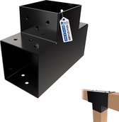 GeZu Impex Paalverbinder T 121 x 121 mm | T Gecoat Zwart Poeder Pergola Hoekverbinding T-Vorm 3-Balk Paalverbinder