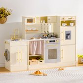 ROBUD Pretend Corner houten hoekkeuken all-in-one combinatiekeuken voor kinderen met oven en accessoires