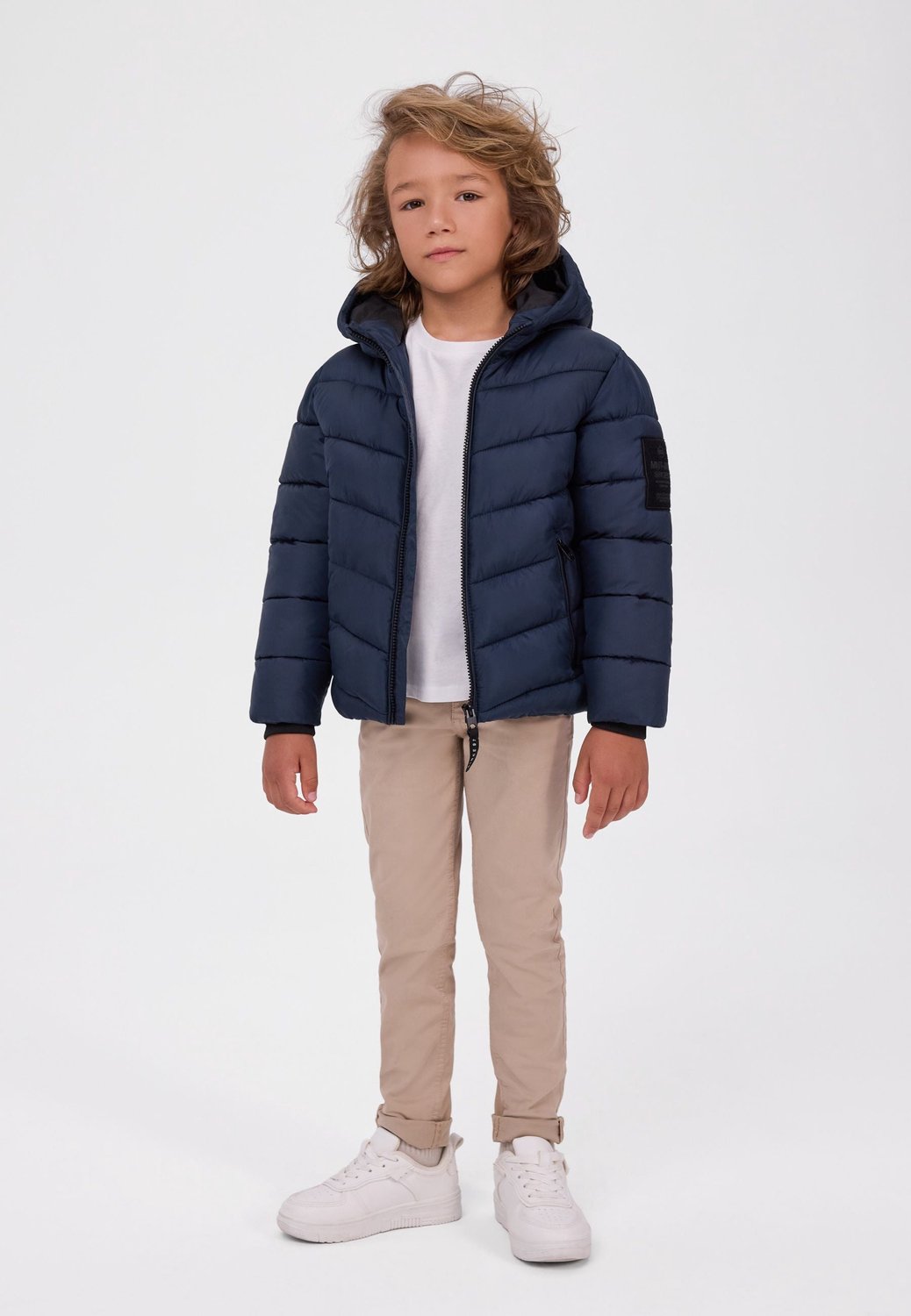 Minoti winterjas jongens – schuine doorstiksels – ritszakken – marineblauw