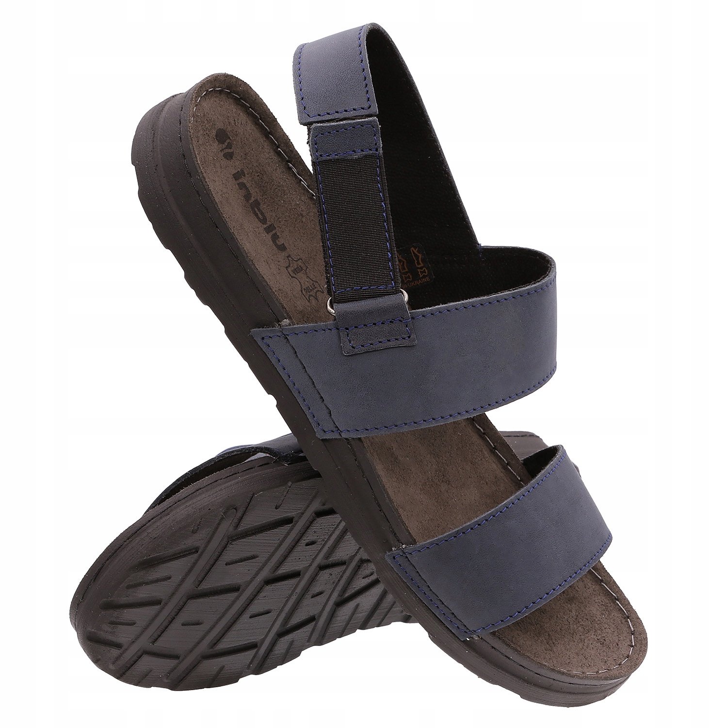 Inblu Heren Leren Sandalen Verstelbaar Blauw