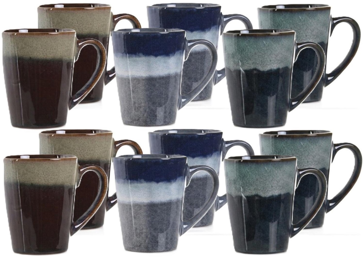 Bellatio Design Koffiekopjes Deep Sea - set 12x stuks - multi colours - 330 ml - bekers - mokken - 11 cm