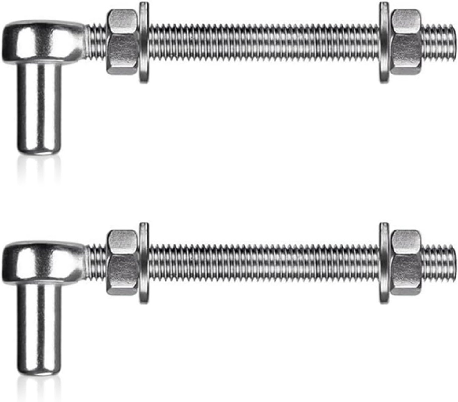 Tuindeur Scharnieren 150mm RVS, 2 Stuks Zware Deurscharnieren met J-bouten en Haak voor Dubbele Hekken en Metaalhekken