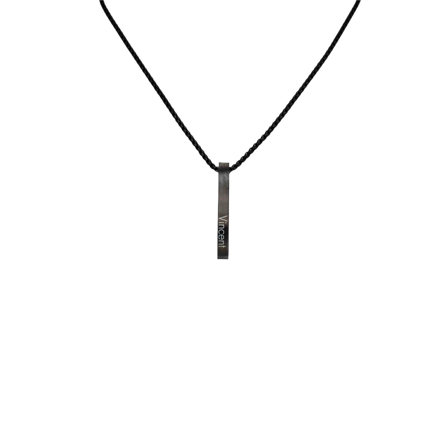 Heren Naam Ketting 3D Staaf Zwart
