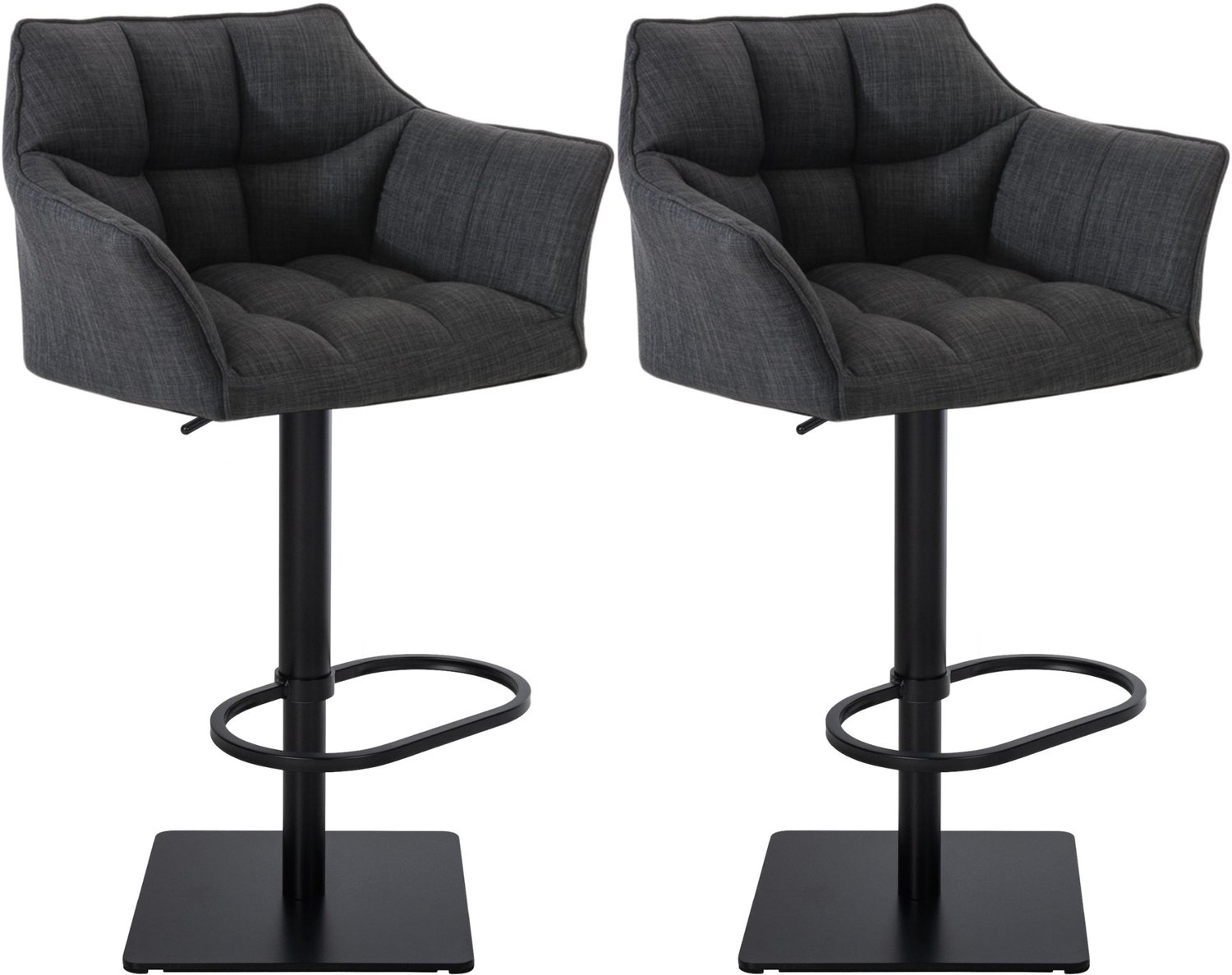 Luxe Comfort Barkruk - Set van 2 - Verstelbaar - Stof - Donkergrijs donkergrijs zwart
