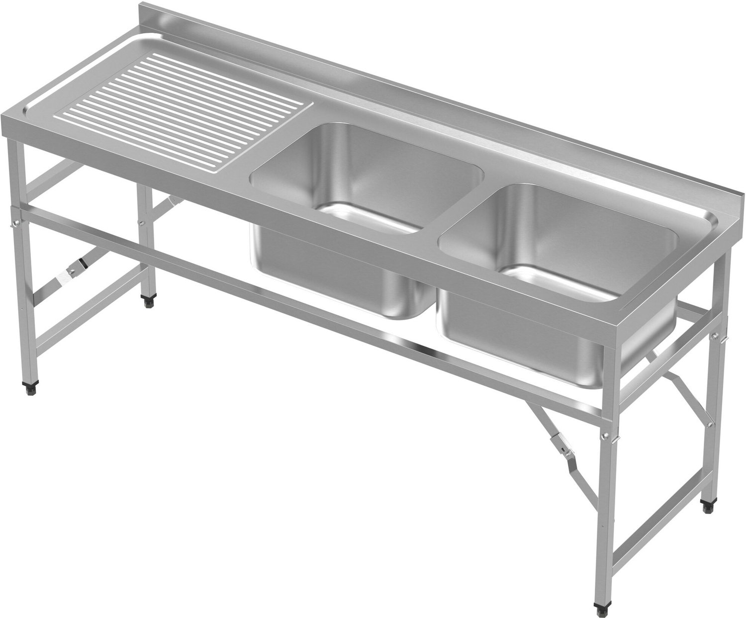 Inklapbare Spoeltafel - 180 x 60cm - 2 rechts - Combisteel - 7490.0280 - Horeca & Professioneel - Horeca & Professioneel