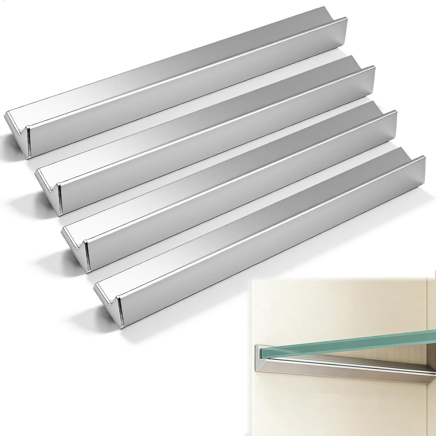 Verstelbare Plankdrager voor Oblong Planken 20 x 2.2 cm - Ideaal voor Kasten, Boekenkasten en Wijnkoelers (4 Stuks, Zilver)