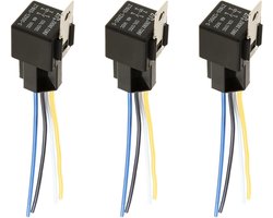 3 Stuks 12V 40A Auto Relay met Socket, SPST 4 Pool Hoogvermogen Relay voor Elektrische Voertuigen, Motoren en Schakelaars