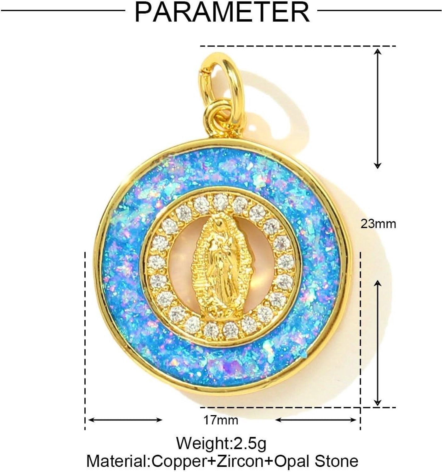 Opaal Maagd Maria Ketting Cadena Virgen De Mary Salvation Opaal Medaillon Munt Ketting