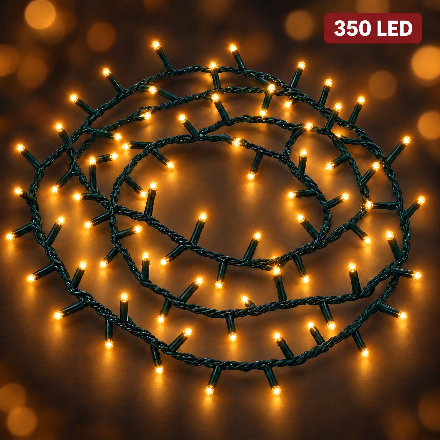 Cheqo® Kerstboomverlichting 350 LED - 7,5 Meter - Extra Warm Wit - Kerstverlichting - Kerstlampjes - Groen Snoer - Lichtsnoer - LED Verlichting voor Binnen en Buiten - Sfeerverlichting - Feestverlichting - Lichtslinger - Dimbaar met Timer - IP44